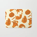 Sleepy Cozy Kitty Cats in Buttercup & Orange Bath Mat Gallery Image 1