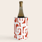 Mid Century Modern Loop Pattern Vermilion Red and White Wine Chiller Gallery Image 1