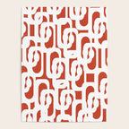 Mid Century Modern Loop Pattern Vermilion Red and White Poster Gallery Image 4