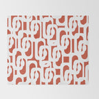 Mid Century Modern Loop Pattern Vermilion Red and White Throw Blanket Gallery Image 2