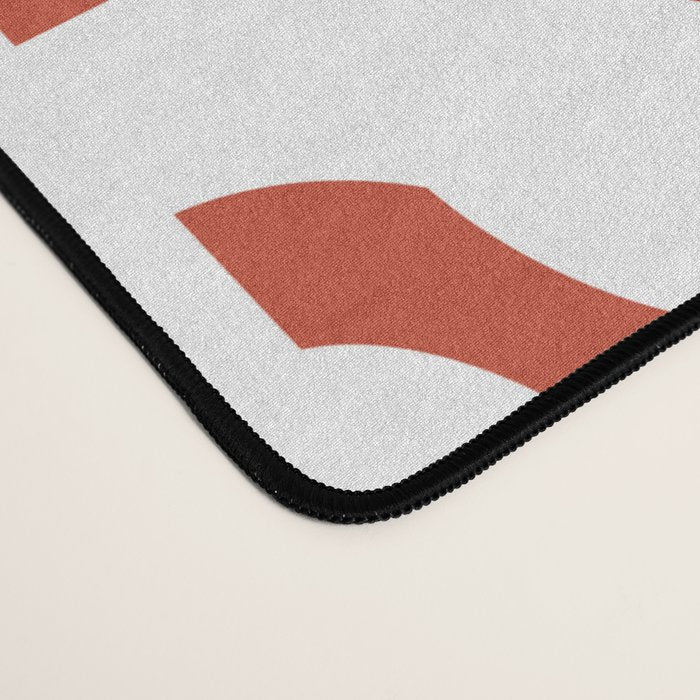 Mid Century Modern Loop Pattern Vermilion Red and White Desk Mat Gallery Image 4