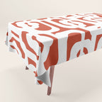 Mid Century Modern Loop Pattern Vermilion Red and White Tablecloth Gallery Image 1