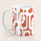 Mid Century Modern Loop Pattern Vermilion Red and White Coffee Mug Gallery Image 3