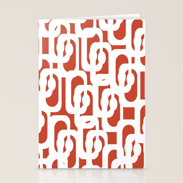 Mid Century Modern Loop Pattern Vermilion Red and White Stationery Card Gallery Image 2