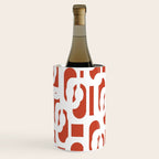 Mid Century Modern Loop Pattern Vermilion Red and White Wine Chiller Gallery Image 3