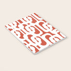 Mid Century Modern Loop Pattern Vermilion Red and White Notebook Gallery Image 3