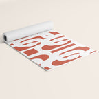 Mid Century Modern Loop Pattern Vermilion Red and White Yoga Mat Gallery Image 2