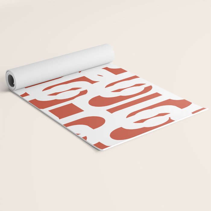 Mid Century Modern Loop Pattern Vermilion Red and White Yoga Mat Gallery Image 2