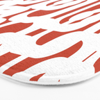 Mid Century Modern Loop Pattern Vermilion Red and White Bath Mat Gallery Image 3