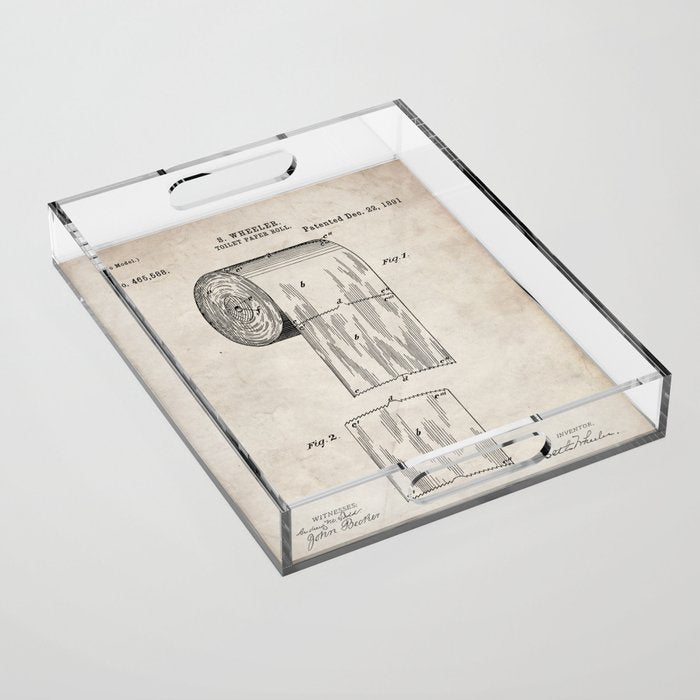 Toilet Paper Patent - Bathroom Art - Antique Acrylic Tray Gallery Image 1