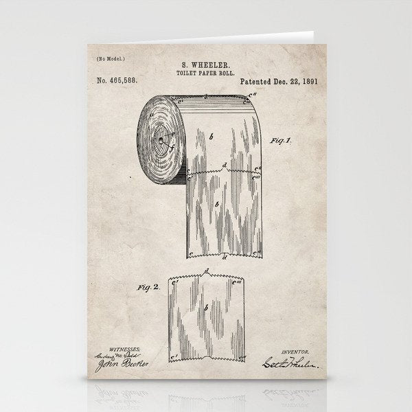 Toilet Paper Patent - Bathroom Art - Antique Stationery Card Gallery Image 2