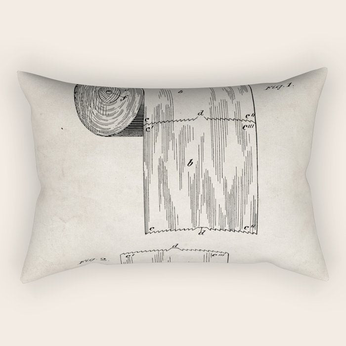 Toilet Paper Patent - Bathroom Art - Antique Rectangular Pillow Gallery Image 1
