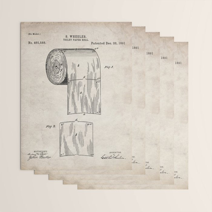 Toilet Paper Patent - Bathroom Art - Antique Wrapping Paper Gallery Image 3