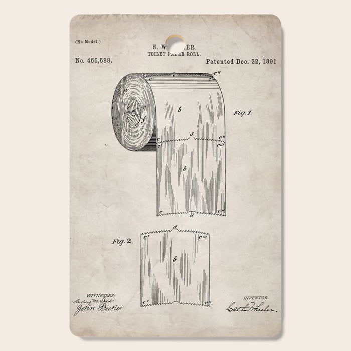 Toilet Paper Patent - Bathroom Art - Antique Cutting Board Gallery Image 1