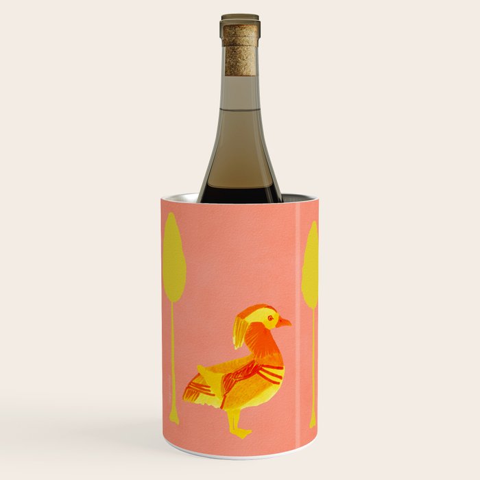 Bird and a Tree - Yellow and Salmon Wine Chiller Gallery Image 1
