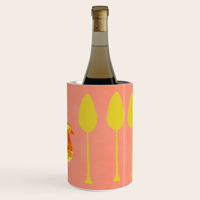 Bird and a Tree - Yellow and Salmon Wine Chiller Gallery Image 3
