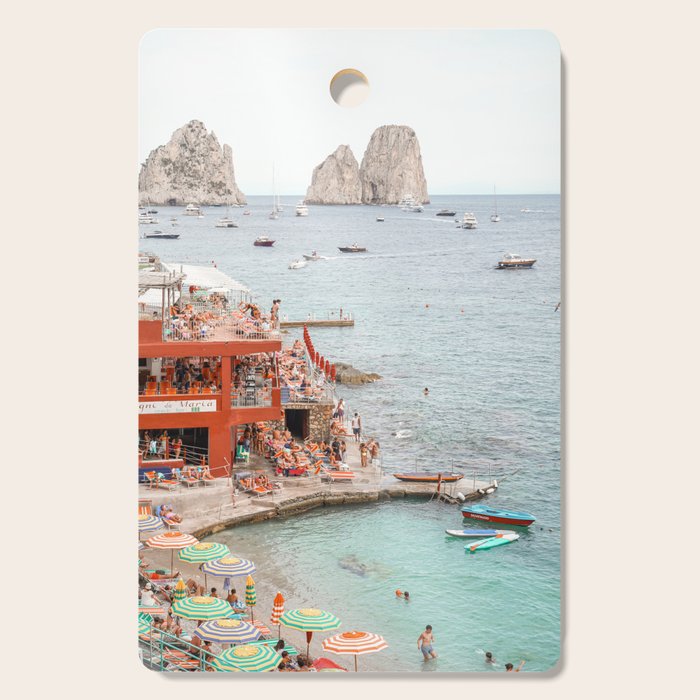 Capri Island Summer Photo | Bagni di Maria Beach Club Art Print | Italy Landscape Travel Photography Cutting Board Gallery Image 1