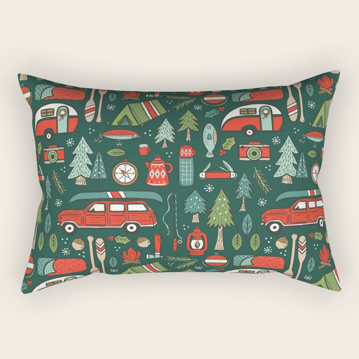 Seasons Greetings - Camping Christmas Rectangular Pillow Gallery Image 2