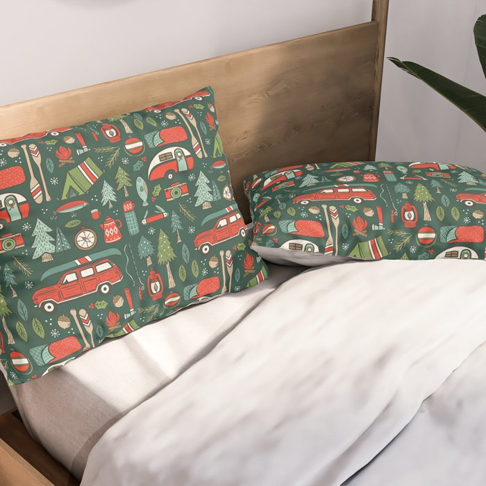 Seasons Greetings - Camping Christmas Pillow Sham Gallery Image 2