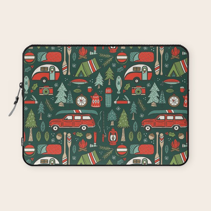 Seasons Greetings - Camping Christmas Laptop Sleeve Gallery Image 1