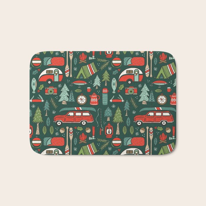 Seasons Greetings - Camping Christmas Bath Mat Gallery Image 1