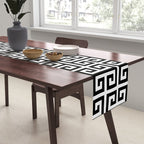 Large Black and White Greek Key Pattern Table Runner Gallery Image 2