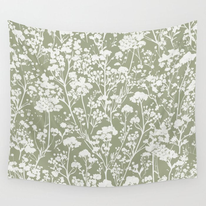 Sage Bloom in Floral Wall Tapestry Gallery Image 4
