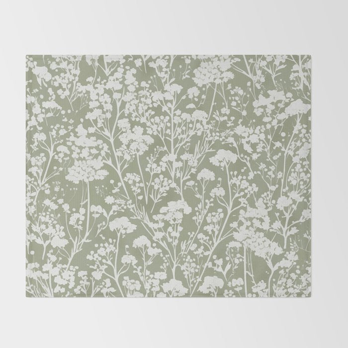 Sage Bloom in Floral Throw Blanket Gallery Image 2
