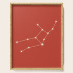 Virgo Zodiac Star Constellation Line Art Red Serving Tray Gallery Image 1