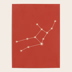 Virgo Zodiac Star Constellation Line Art Red Poster Gallery Image 4