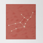 Virgo Zodiac Star Constellation Line Art Red Throw Blanket Gallery Image 2