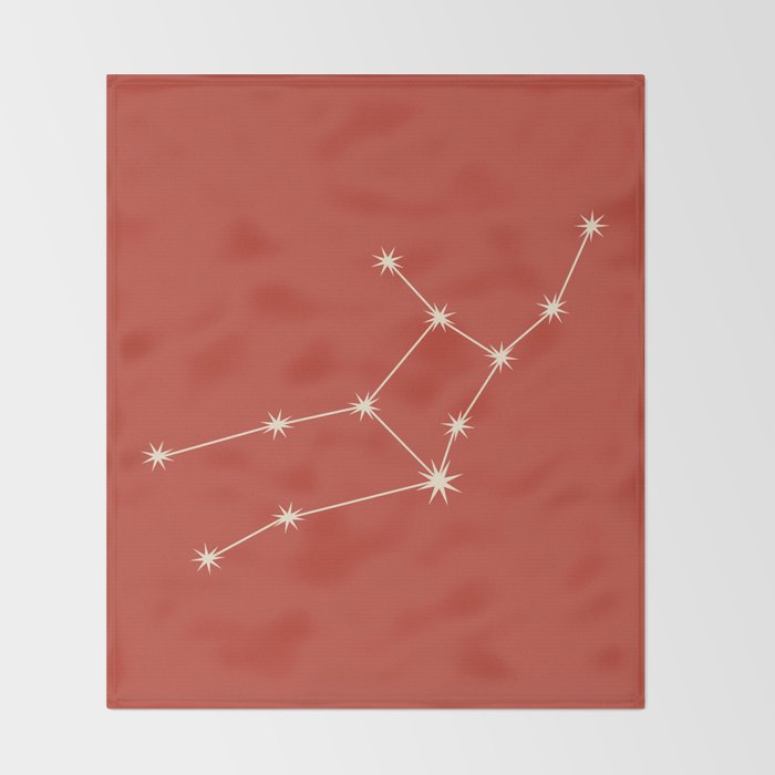 Virgo Zodiac Star Constellation Line Art Red Throw Blanket Gallery Image 2