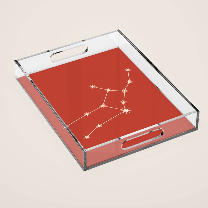 Virgo Zodiac Star Constellation Line Art Red Acrylic Tray Gallery Image 1