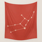 Virgo Zodiac Star Constellation Line Art Red Wall Tapestry Gallery Image 4