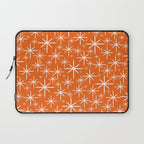 Twinkling Starbursts Mid Century Modern Pattern in Orange and White Laptop Sleeve Gallery Image 1