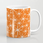 Twinkling Starbursts Mid Century Modern Pattern in Orange and White Coffee Mug Gallery Image 1