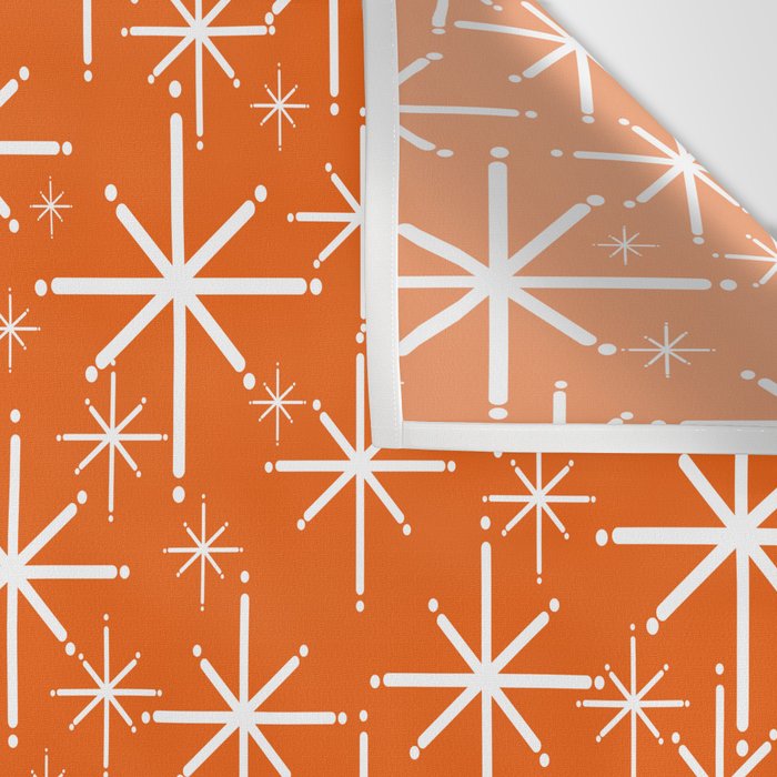 Twinkling Starbursts Mid Century Modern Pattern in Orange and White Wall Tapestry Gallery Image 3