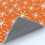 Twinkling Starbursts Mid Century Modern Pattern in Orange and White Rug Gallery Image 4