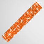 Twinkling Starbursts Mid Century Modern Pattern in Orange and White Table Runner Gallery Image 3