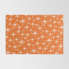 Twinkling Starbursts Mid Century Modern Pattern in Orange and White Rug Gallery Image 2