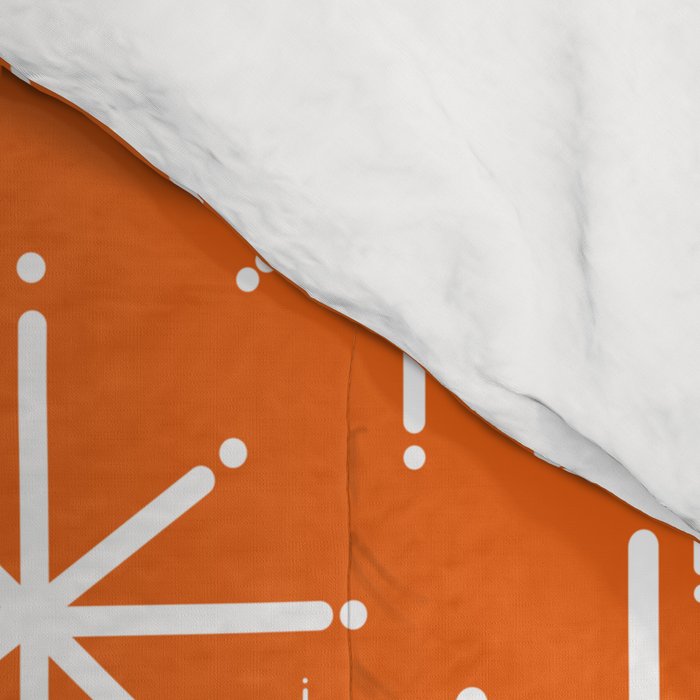 Twinkling Starbursts Mid Century Modern Pattern in Orange and White Comforter Gallery Image 4