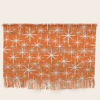 Twinkling Starbursts Mid Century Modern Pattern in Orange and White Wall Hanging Gallery Image 1