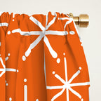 Twinkling Starbursts Mid Century Modern Pattern in Orange and White Window Curtain Gallery Image 2