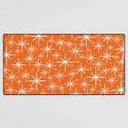 Twinkling Starbursts Mid Century Modern Pattern in Orange and White Desk Mat Gallery Image 3
