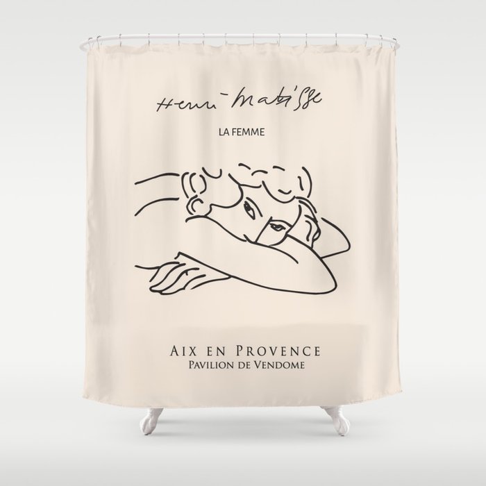 Henri Matisse 'La Femme' Female Nude Figurative Line Art Shower Curtain Gallery Image 1