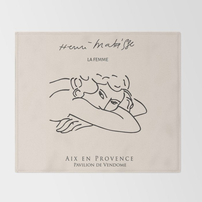 Henri Matisse 'La Femme' Female Nude Figurative Line Art Throw Blanket Gallery Image 2