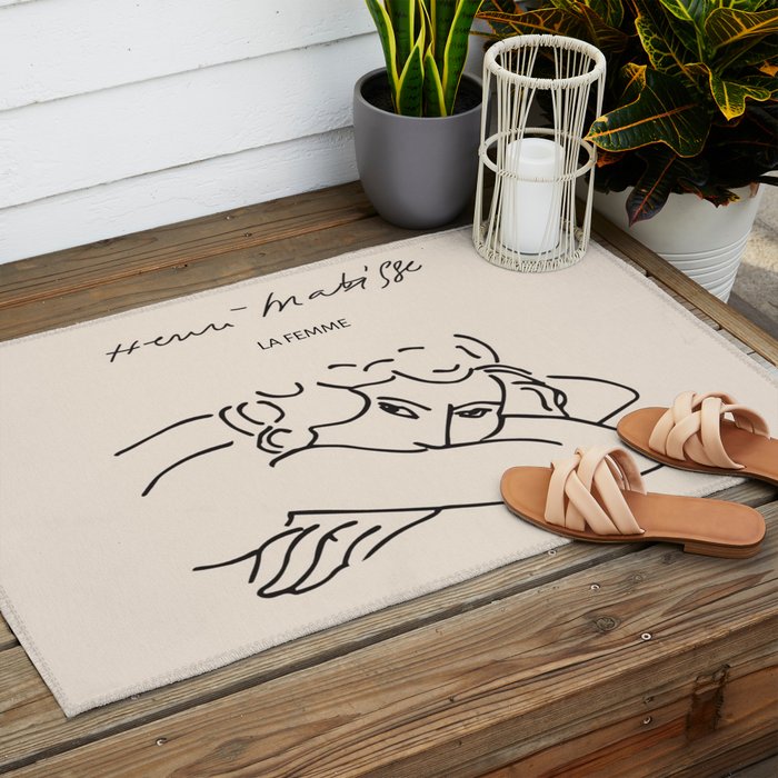 Henri Matisse 'La Femme' Female Nude Figurative Line Art Outdoor Rug Gallery Image 2