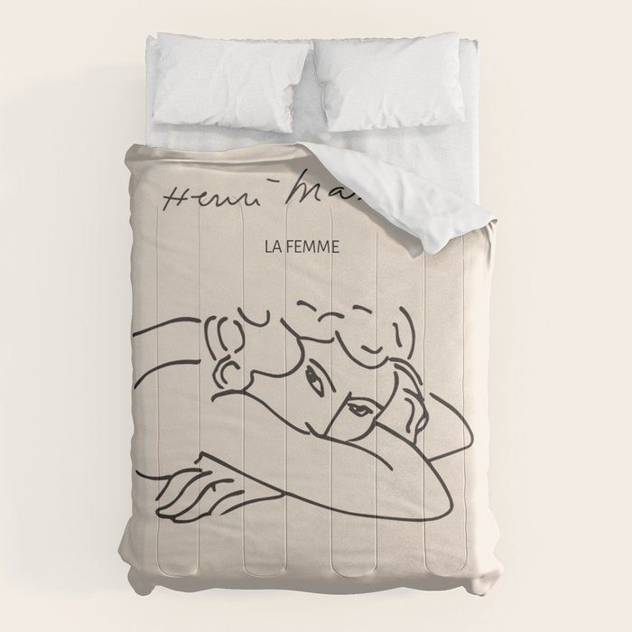 Henri Matisse 'La Femme' Female Nude Figurative Line Art Comforter Gallery Image 1