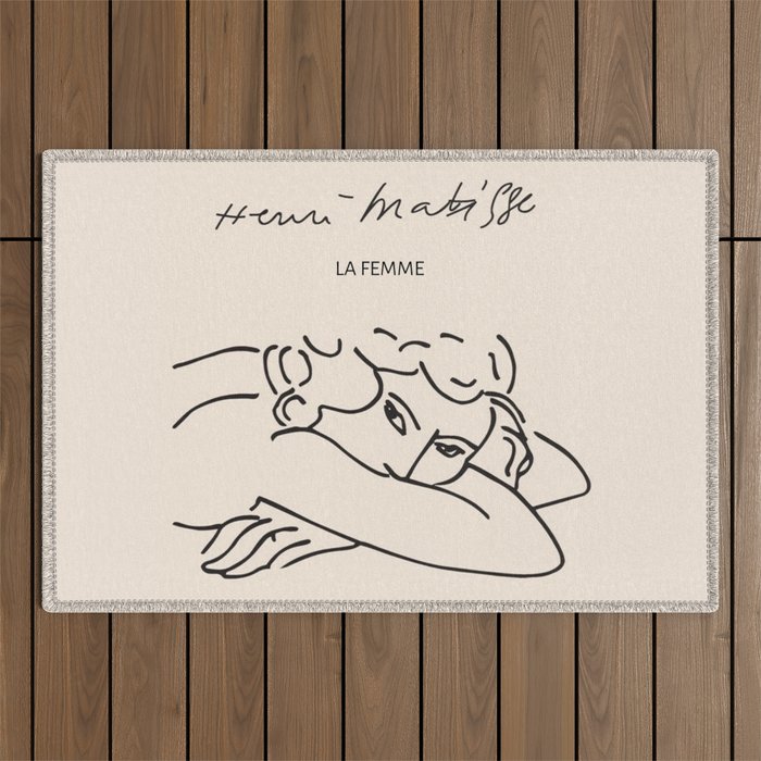 Henri Matisse 'La Femme' Female Nude Figurative Line Art Outdoor Rug Gallery Image 1