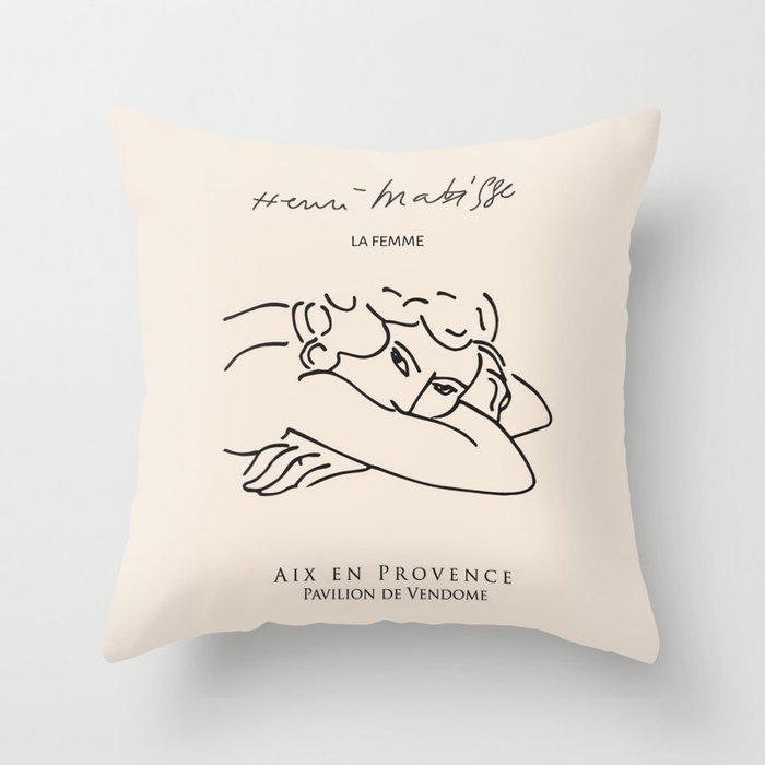Henri Matisse 'La Femme' Female Nude Figurative Line Art Throw Pillow Gallery Image 6